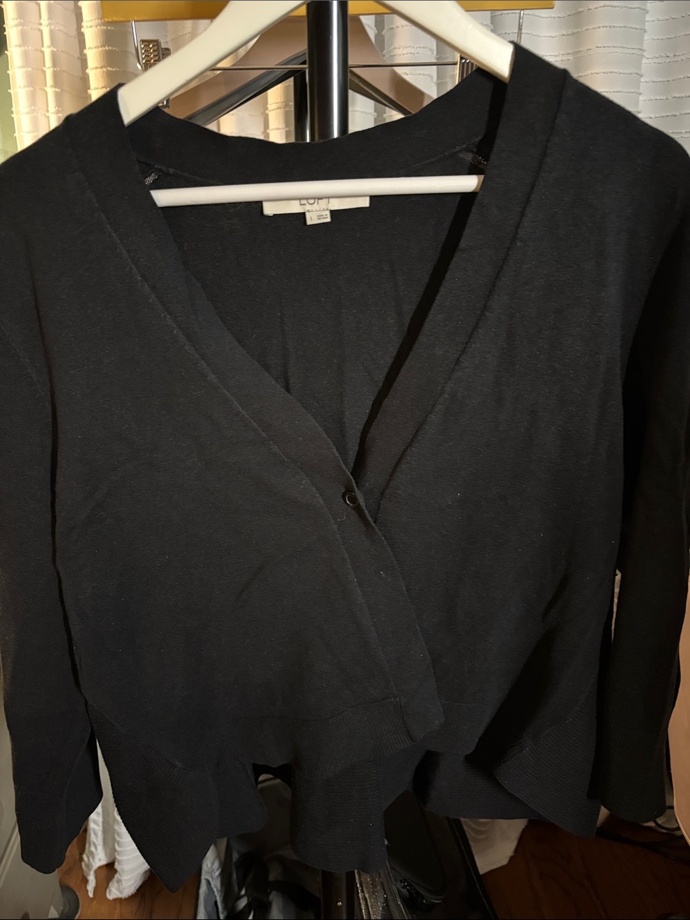 LOFT Black V-Neck Button Cardigan